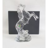 Waterford crystal model depicting a rearing horse, acid etched mark to base and retains original