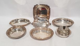 Quantity of plated ware, various flatware and serving dishes (1 box)
