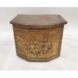 Embossed brass coal box