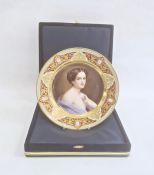 Modern Vienna porcelain cabinet plate decorated with a central figure of a lady within a elaborate