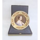 Modern Vienna porcelain cabinet plate decorated with a central figure of a lady within a elaborate