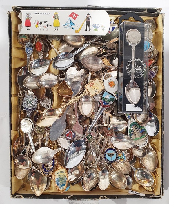 Large quantity of souvenir spoons in two display shelves and a display case and various loose spoons - Image 2 of 2