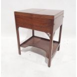 19th century mahogany barber's shop strung star inlaid folding dressing table, the two foldout flaps