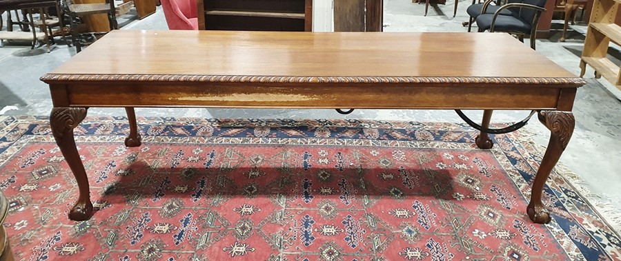 20th century mahogany rectangular dining table, the moulded edge above cabriole legs to claw and - Image 2 of 3