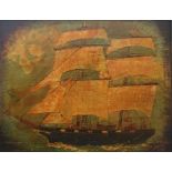 Naive school Oil on board Sailing boat, signed with monogram and dated 90 lower right, 37cm x