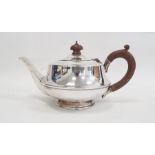1930's silver teapot with wooden finial and handle, Birmingham 1935, maker's mark worn, 9ozt total