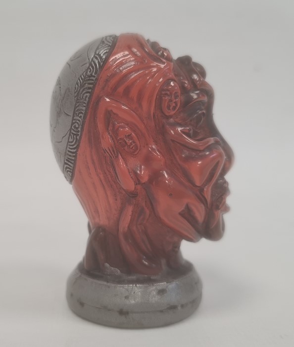 Japanese simulated amber and metal mounted erotic seal in the form of a bust, 7.5cm high - Image 5 of 5