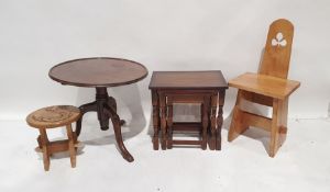 Circular coffee table, stool, a chair and a nest of three tables (4)