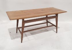 Mid century modern teak rectangular-top coffee table with shaped supports, 94cm wide