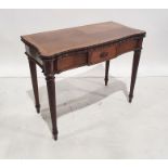 Early 20th century mahogany card table, the serpentine front fluted and supported to peg feet