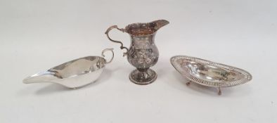 George III silver cream jug, makers mark 'IO', London 1816 with later floral decoration, 10cm