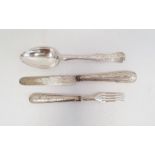 Victorian child's knife, fork and spoon set, engraved detail, initialled, Sheffield 1874, maker