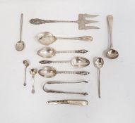 Three Victorian silver apostle spoons, Birmingham 1898, 1.5 ozt. approx. a pair 1930s teaspoons,