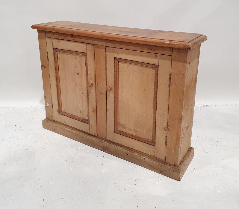 Early 20th century pine low cabinet, rectangular top above two cupboard doors enclosing shelf,