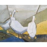 Madge Bright (20th century) Gouache Three geese, signed lower right and dated '86, 38cm x 47.5cm (