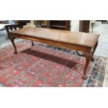 20th century mahogany rectangular dining table, the moulded edge above cabriole legs to claw and