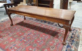 20th century mahogany rectangular dining table, the moulded edge above cabriole legs to claw and