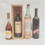 One bottle 1986 Chateau Melescot St Exupery Margaux in presentation box, a bottle of Luxardo