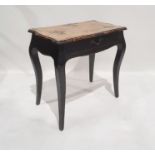 Modern shabby chic French-style single drawer side table with shaped top, black painted base with
