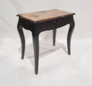 Modern shabby chic French-style single drawer side table with shaped top, black painted base with