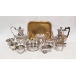 Assorted silver plate to include four-piece tea service, two-handled bowl, other tea service and