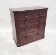 19th century mahogany chest of two short over three long drawers, the rectangular top with rounded