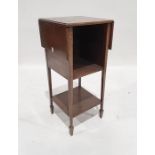 Small drop-leaf table with two shelves under, on square section supports, spade feet