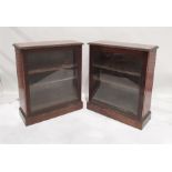 Pair of 20th century display cabinets with single door, on plinth base, each 79cm x 91cm x 30cm deep