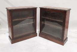 Pair of 20th century display cabinets with single door, on plinth base, each 79cm x 91cm x 30cm deep