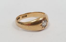 18ct gold and diamond set gypsy ring, the brilliant cut diamond approx 4.1mm diameter and 2.5mm