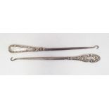 Two silver-handled button hooks, Birmingham 1906 and Birmingham 1903 (2)  Condition ReportOne handle