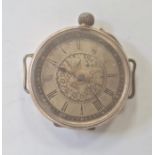 Gold open faced wristwatch, the case with engraved floral decoration, marked 14KCondition Report