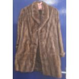 Lady's mink three-quarter length coat, black crepe and sequin evening top, Monsoon silk blouse and
