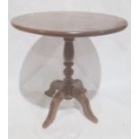 20th century oak circular coffee table on turned pedestal, ogee feet