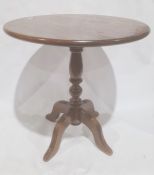 20th century oak circular coffee table on turned pedestal, ogee feet