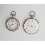 Two lady’s silver fob watches, variously engraved, one in case (2)