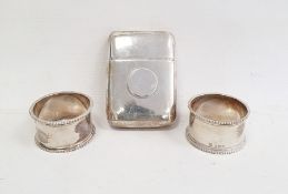 1930's silver cigarette holder, rectangular with circular relief pull-out interior, Birmingham 1933,