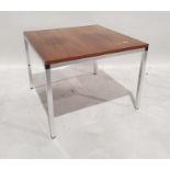 Modern square-topped coffee table on brushed steel base, 70cm wide