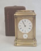 Miller & Sons of Paris carriage clock with Roman numerals to the enamel dial, with subsidiary