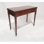 Late 19th century mahogany tea table with rectangular top with moulded edge and moulded tapering