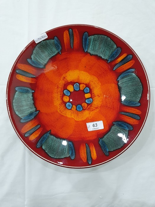 Poole pottery dish decorated in oranges and turquoise, 26.5cm dia., a Cobridge stoneware vase of - Image 14 of 15