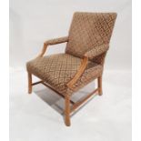 20th century armchair with upholstered seat, back and arm rests, moulded frame