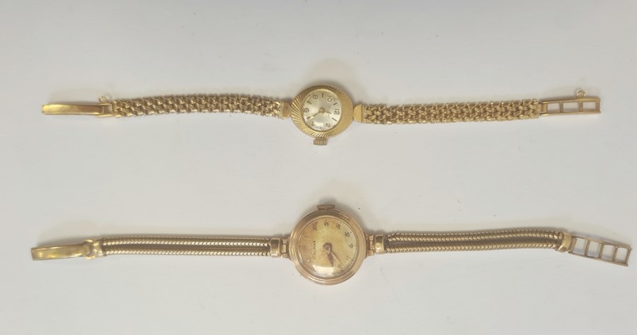 Lady's 9ct gold Audax bracelet watch, on gold-plated snake bracelet and a lady's 9ct gold Olvino