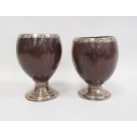 Pair of late 18th/early 19th century Scottish silver-mounted coconut cups, silver-mounted rim on