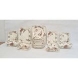 Extensive Victorian pottery part dinner service 'Overton' pattern, decorated in orange and sepia,