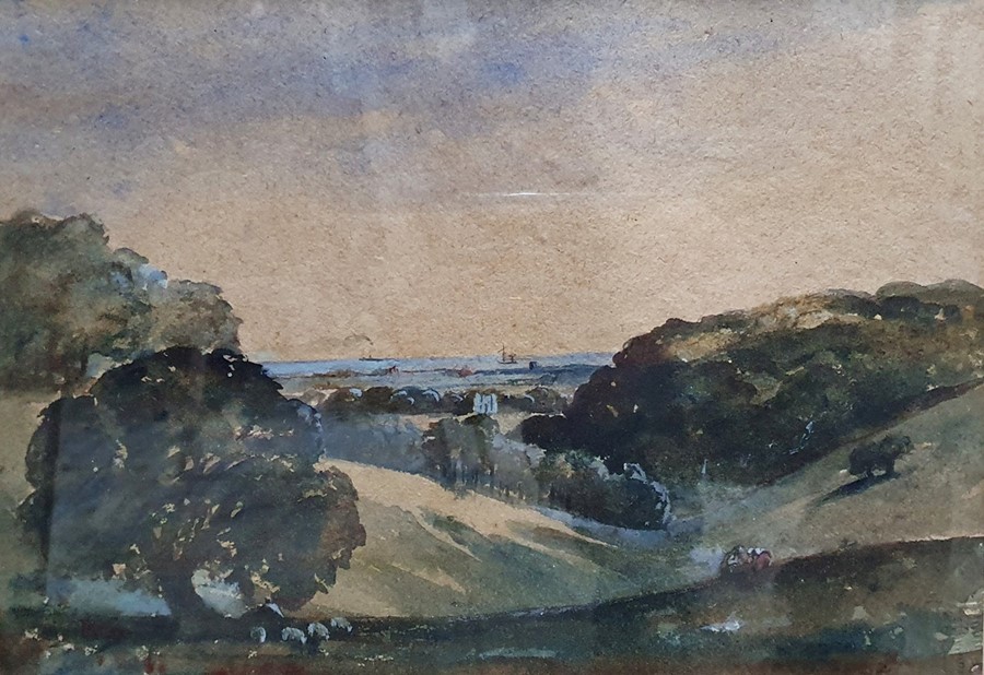 British School - early 20th century Pair of watercolours Landscape scene and a village scene, one - Image 2 of 5