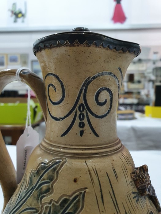 Hannah Barlow Doulton Lambeth salt glazed stoneware jug with silver hinged lid, sgraffito engraved - Image 11 of 13