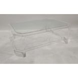 Modern Carew Jones glass and perspex coffee table of rectangular form with canted corners, 119cm x