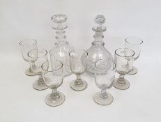 Two Georgian style glass decanters together with a set of seven wine glasses (9)Condition