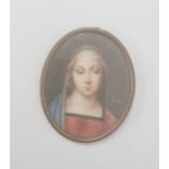 Altea Luzi (XIX-XX) Head and shoulders portrait miniature on ivory after Raphael, marked 'Luzi'